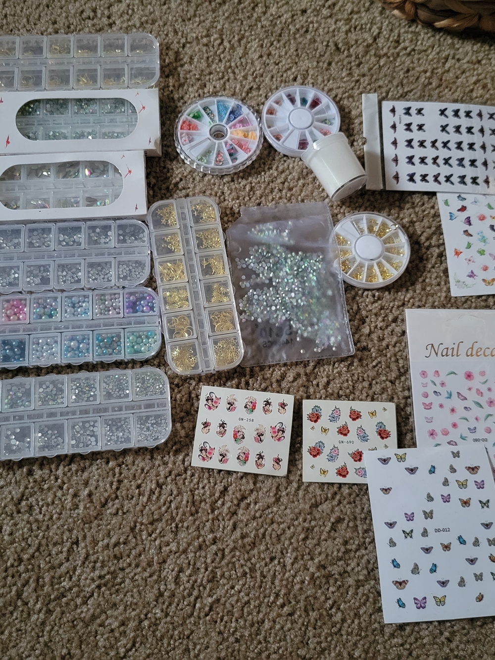Nail Art Rhinestone & Sticker Mix - Multicolor Embellishments